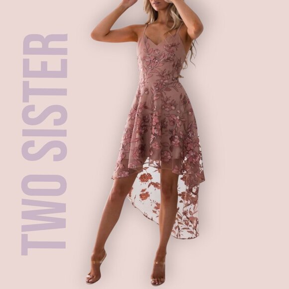 Two Sisters The Label Saskia High Low Dress - Embroidery Rose Sz 6 M - Picture 1 of 16